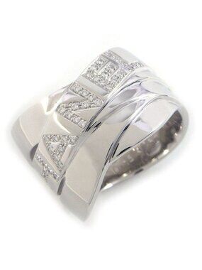 Chanel Ring Boldic Signature Wide Ribbon Diamond 18K White Gold